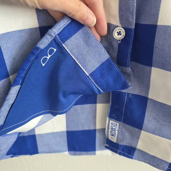 Dixxon Womens The Trestles Flannel Long Sleeve Shirt Blue White Plaid Size Small - Picture 9 of 11